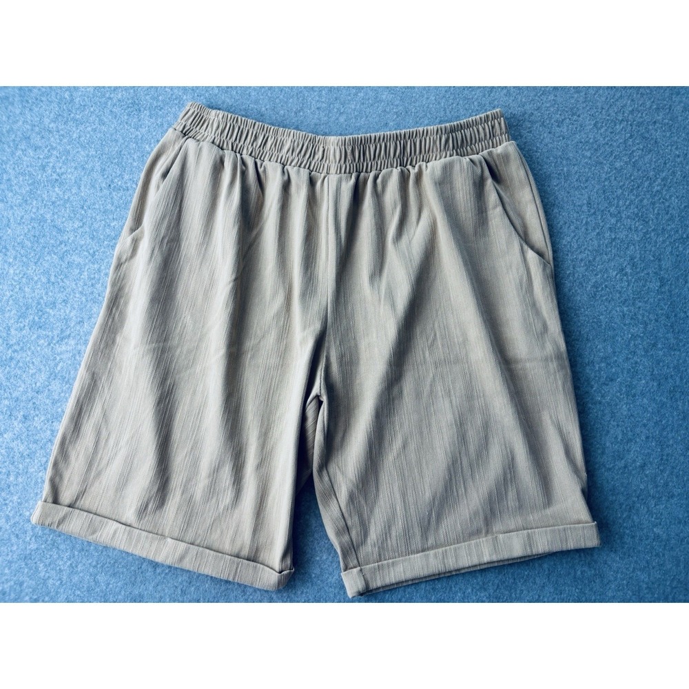 Vcansion Bermudaโ Shorts Tan Beige Women's Size 16-18 Elastic Comfy Cute